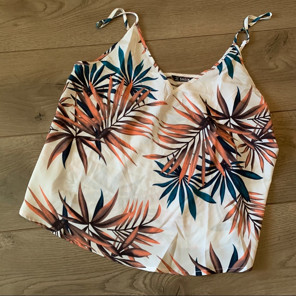 Shein Palm Print Cami Tank | Adjustable Straps | Lightweight | Summer to Fall